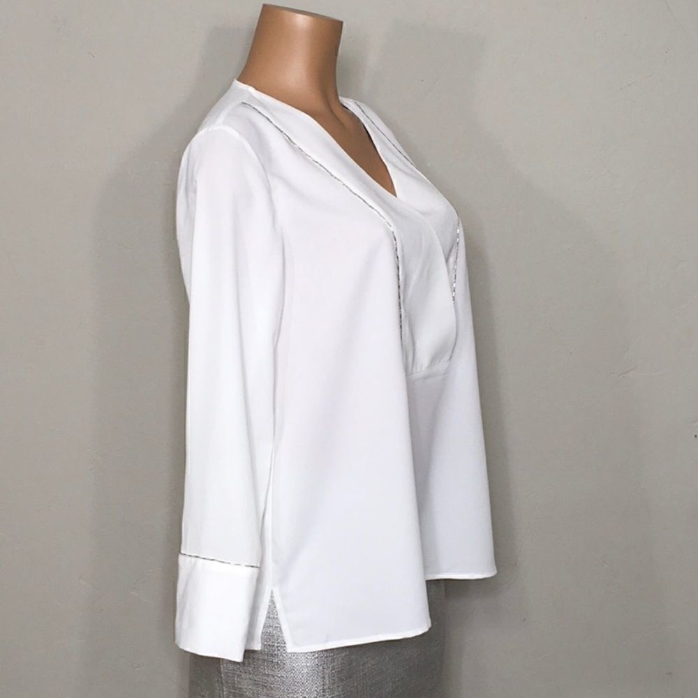 Alfani white long sleeve beaded top. - Picture 5 of 10